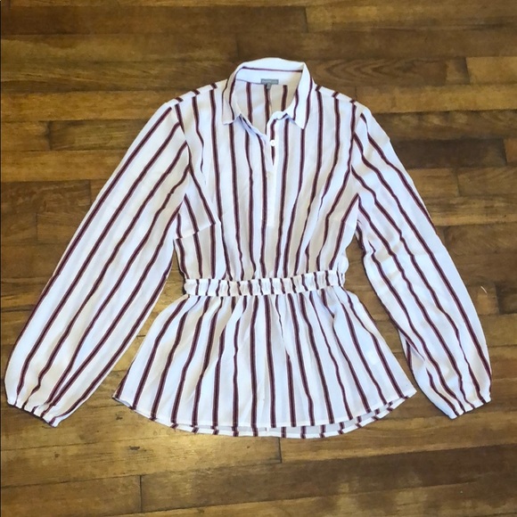 Charlotte Russe Tops - Women’s Striped Blouse with Cinch Waist